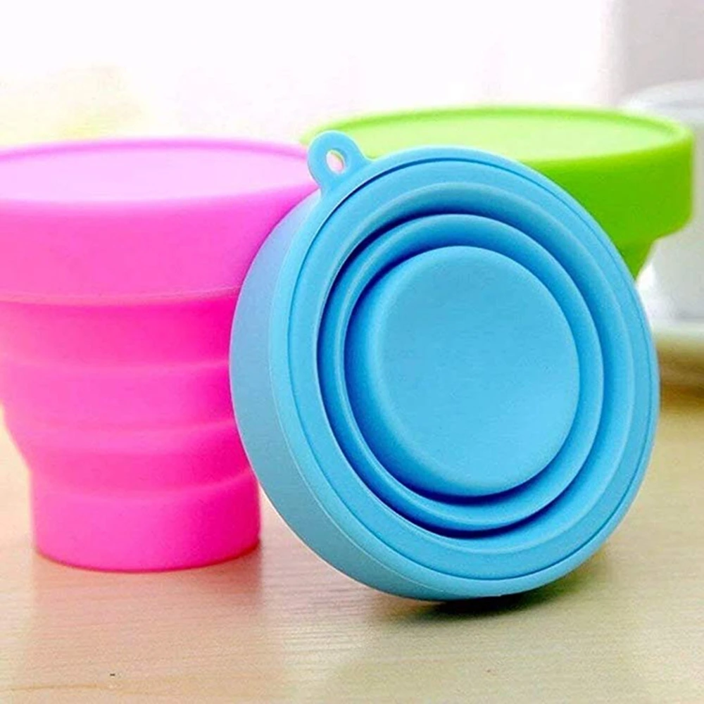 Portable Solid Color Silicone Water Cups Folding Gargle Cup for Outdoor Drinkware Tools Teacup Coffee Cups Travel Accessories