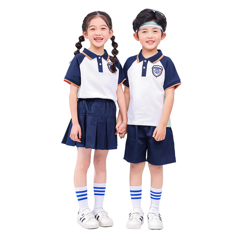 School Sports Wear 2PC set polo shirt short pant Breathable Casual Cute School Uniform Tracksuit