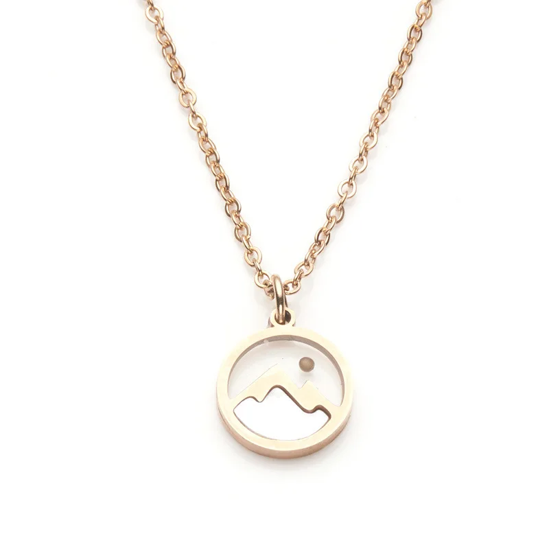 Inspire Stainless Steel Mountains Shell Inlay Pendant Necklace Christian Mustard Seed Move Mountains Pendant Necklace