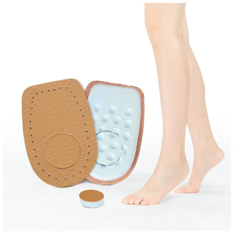 Detachable leather heel pad with thick and soft sports back pad invisible anti wear and shock absorption half size insole