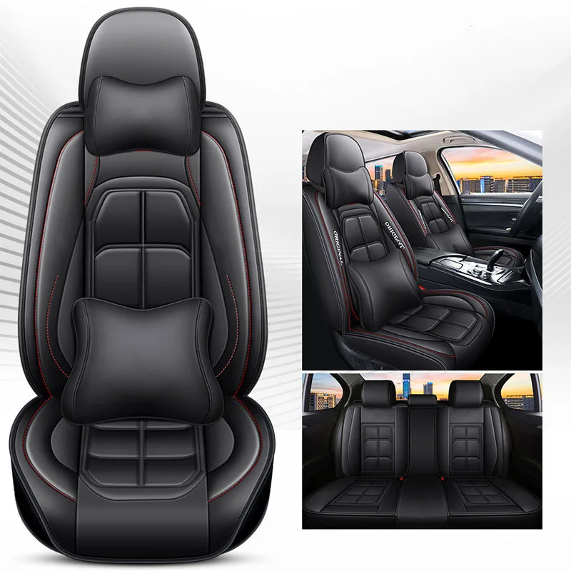 Custom Universal  Seat Covers Car accessories for sedan seat cover Leather Car Seat Covers full set  black and red luxury