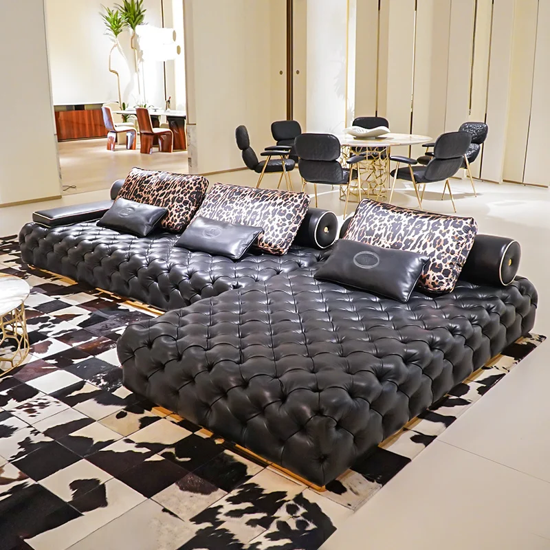 Modenfili Design Modern L Shaped Home Living Room Indoor Furniture Recliner Genuine Leather Sofa Bed Set canapés de salon divano