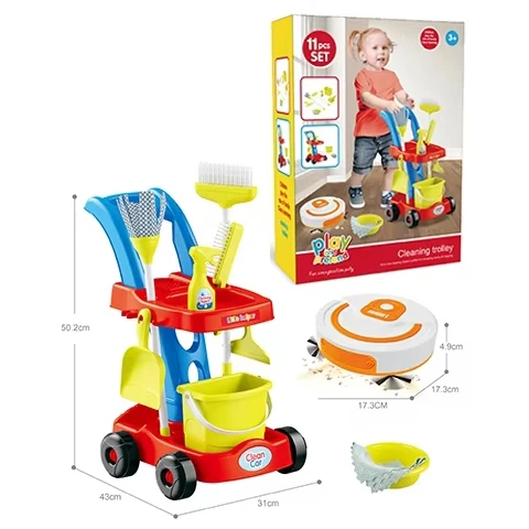 Child Puzzle Education Funny Play House Toys Cleaning Cart Toys Home Appliance Simulation Sweeper Set Housework Toll For Kids