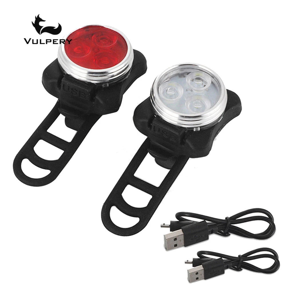 High Quality Bright Cycling Bicycle Bike 3 LED Head Front light 4 modes USB Rechargeable Tail Clip Light Lamp Waterproof#25