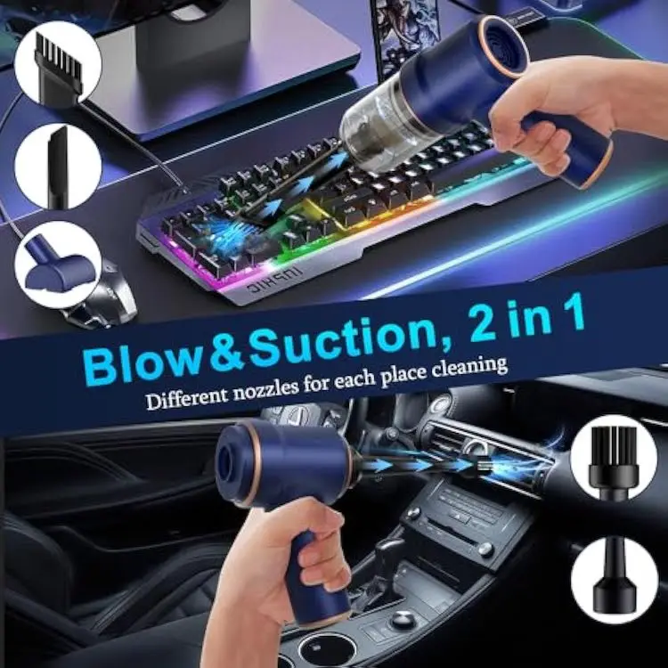 Handheld Car Vacuum Cleaner and Air Duster 120W High Power Wet and Dry Handheld Car Vacuum Cleaner with LED Light