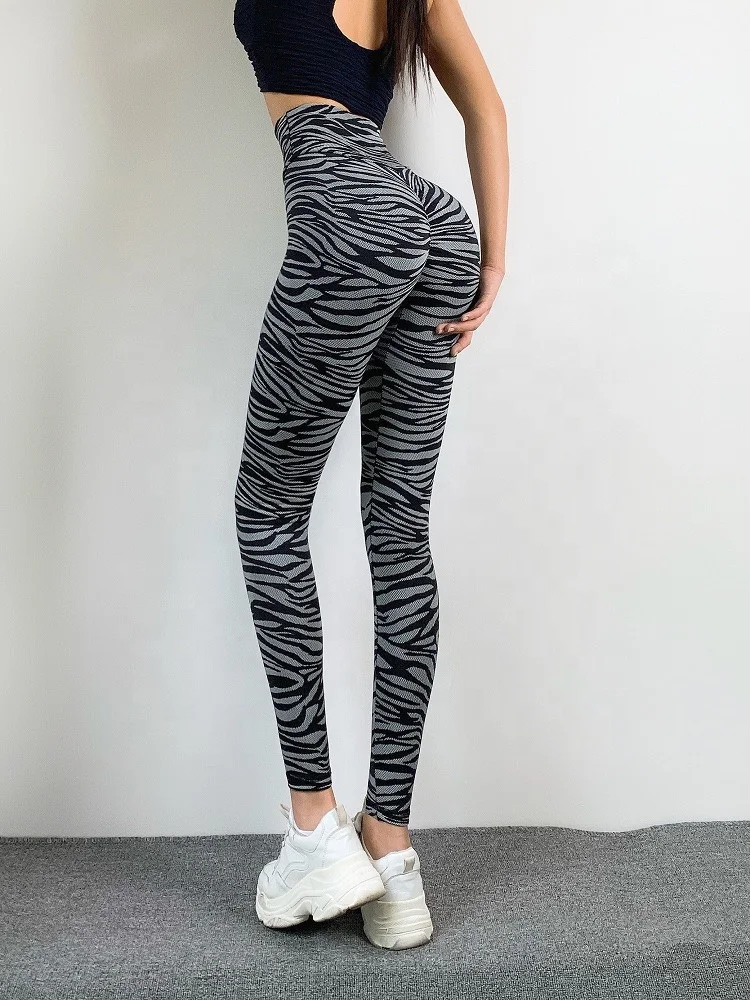 women animal print tights active wear scrunch butt sports high waist fitness Zebra/Leopard print yoga leggings