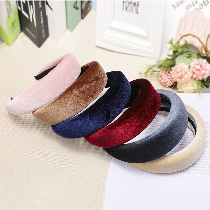 European Winter Velvet Headband Trendy Solid Color Accessories For Girls Hair