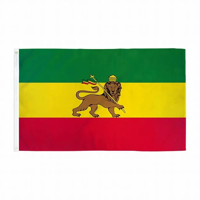 China Factory High Quality 3x5 FT Durable Polyester rasta flags Ethiopia Flags with lion