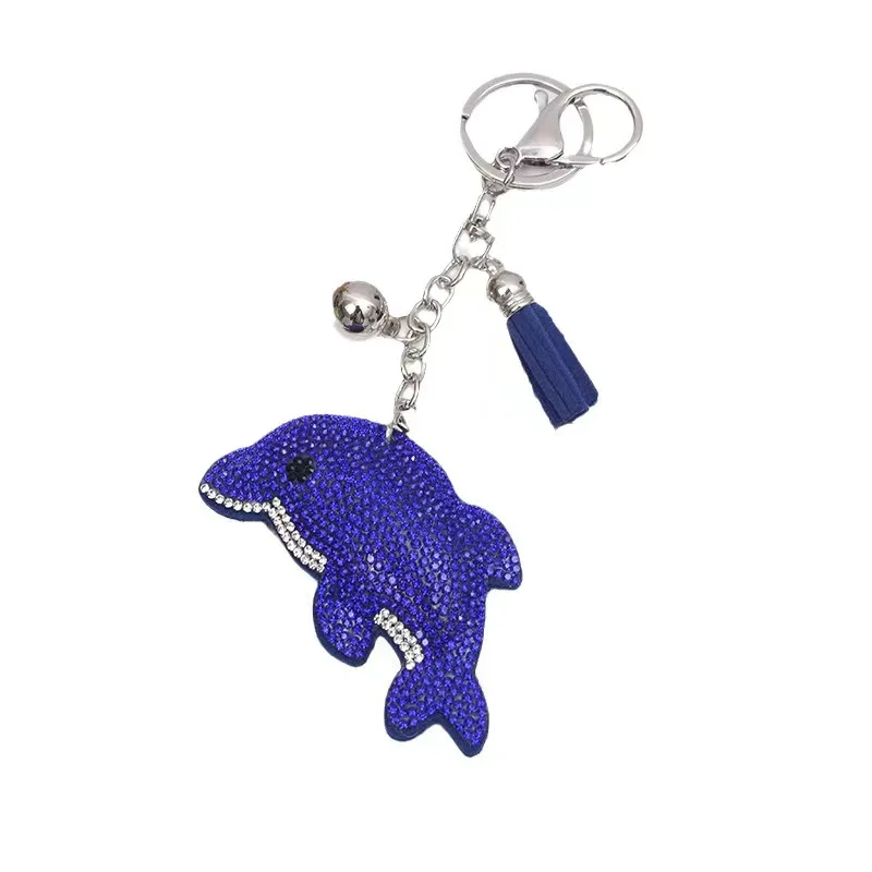 Direct Sales Bag Accessories Charms Marine Animals Dolphin Sea Keychains Rhinestones Wholesale Price