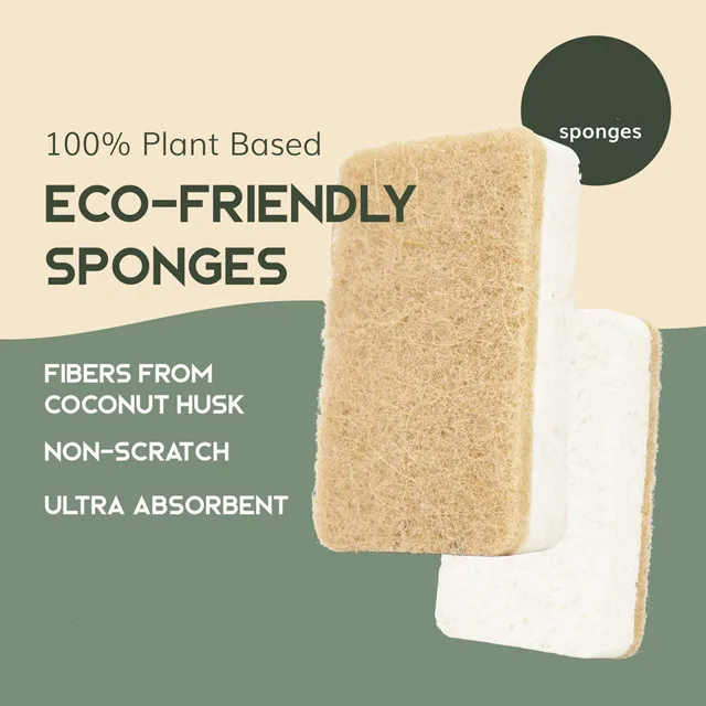 Washable Kitchen Sponges Loofah Cellulose Nature Kitchen Cleaning Sponge Dish Sponge for Kitchen Sink Non-Scratch Scouring Pad