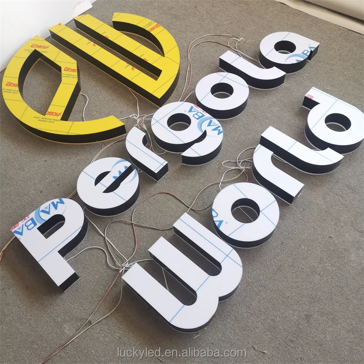 custom frontlit and backlit 3d illuminated led letter signs led channel letter for chain brand stores