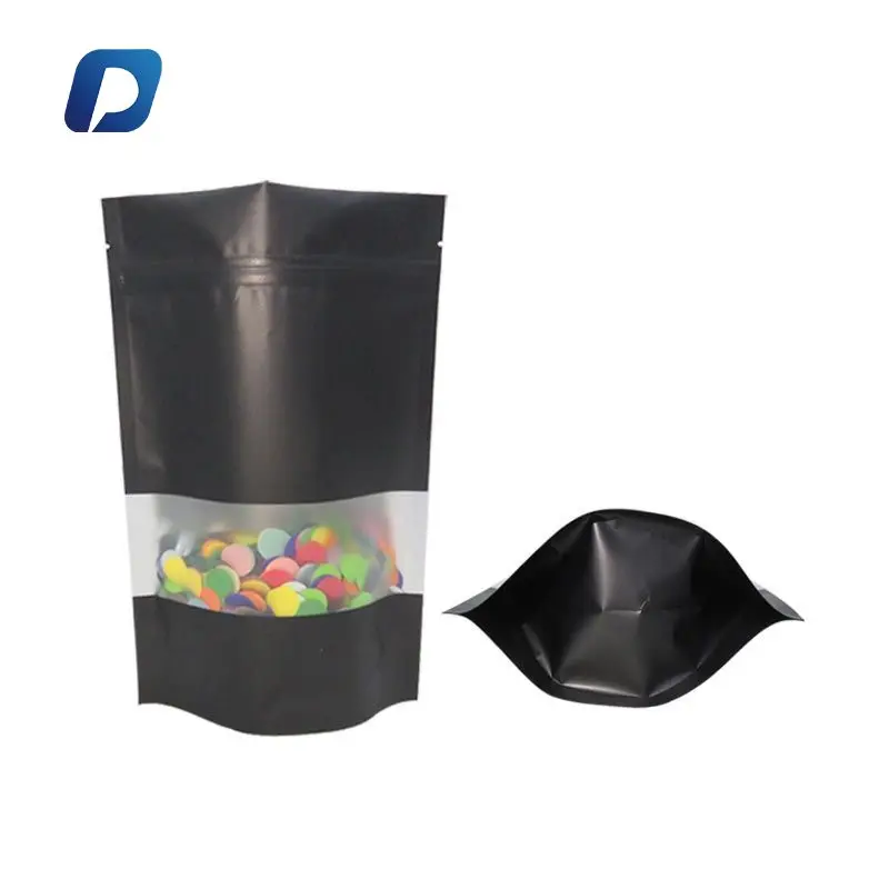Printing Plastic Reusable Snack Beef Jerky Black Mylar Zip Lock Bag