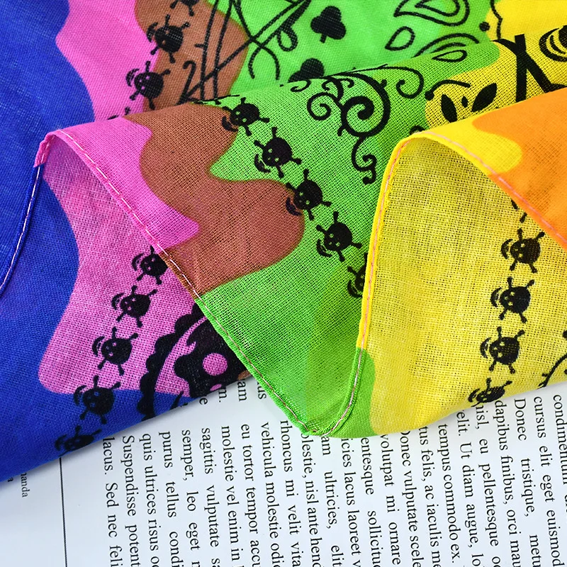 High Quality Hip-Hop Skull Bandana 100% Cotton Halloween Ghost Logo Print Square Scarves Street Dance Dress Up Headscarves