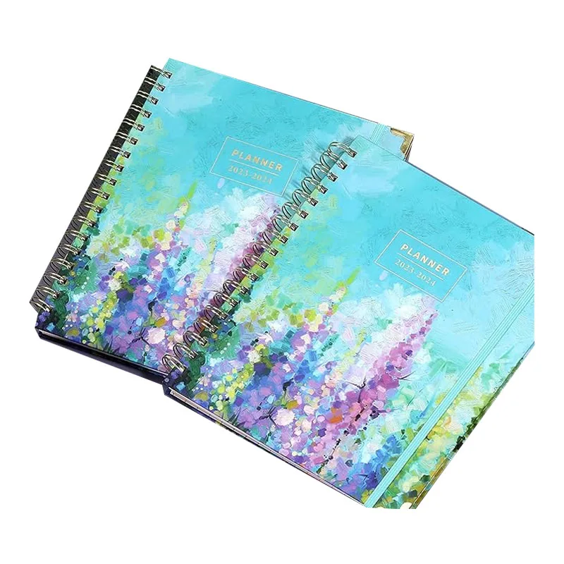 Free sample Custom Fully Design Printing Gold Spines Spiral Binding Organizer Hardcover Journal Diary A4 A5 Notebook Planner