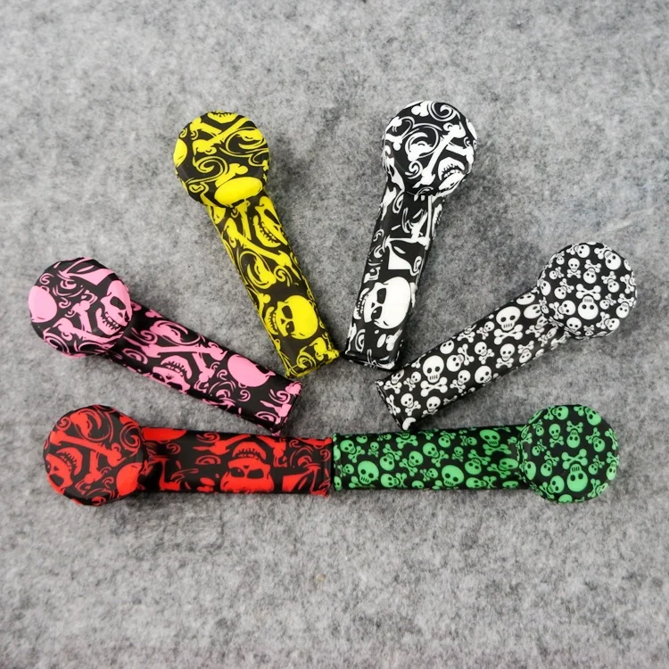 Hot Selling unbreakable  Colorful Multicolor  Silicone  smoking Pipe glass pipe metal bowl