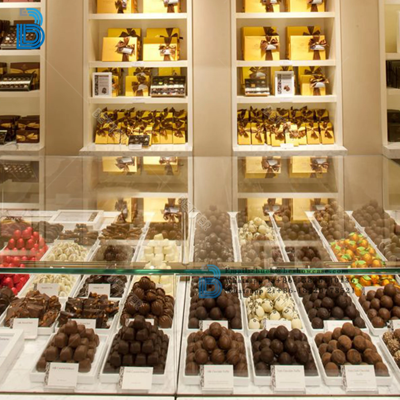 Retail Dessert Shop Fittings Decoration Interior Design Bakery Store Furniture Display Showcase