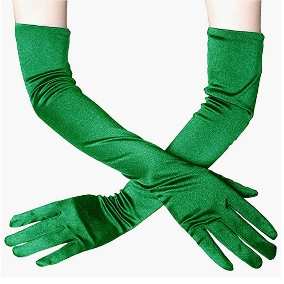 Wedding Bridal Accessories Party Performance Solid Color Stretch Satin Finger Long Gloves Shiny Material Women Fashion Gloves