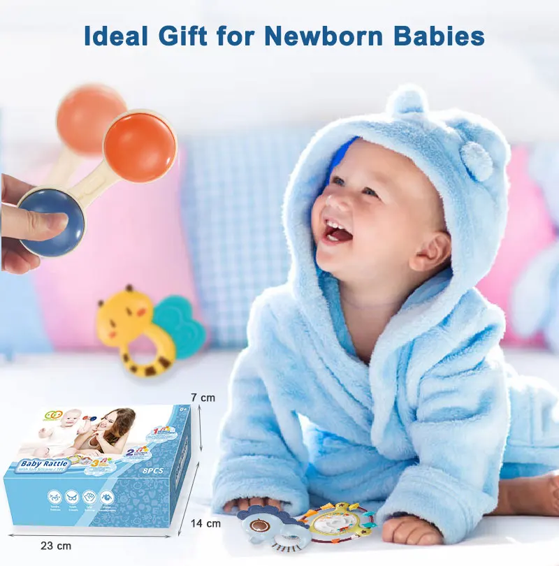 CPC Early learning musical toy set infant grab shake rattle sensory teether toddlers chewing teething toys baby rattles