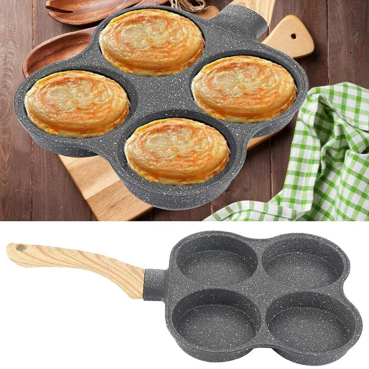 4 hole Nonstick Egg Frying Pan 4 in 1 Divided Frying Grill Pan Pancake Omelette Pans Aluminium Alloy Fried Egg Cooker