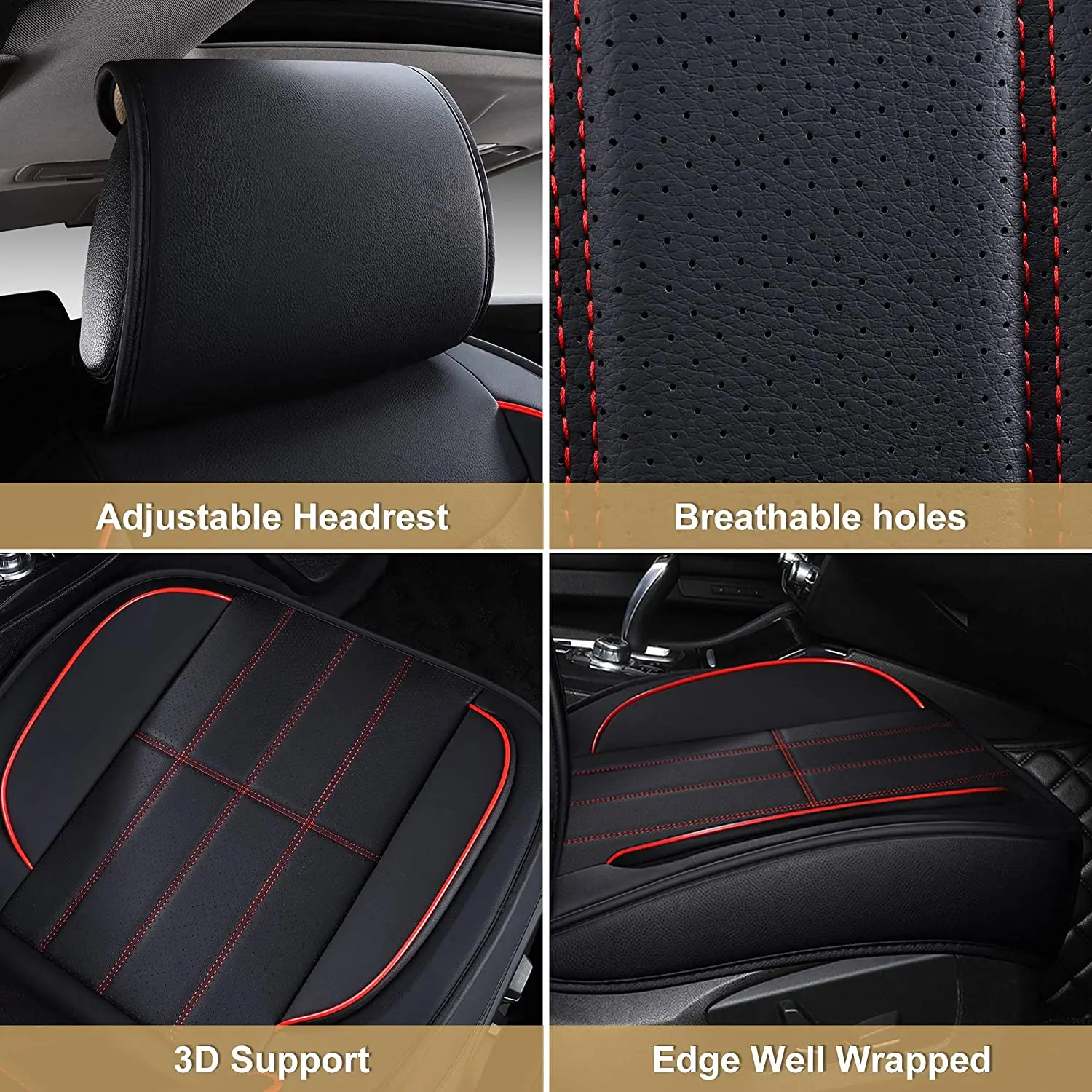 FRONT PAIR Leather Car Seat Cover Luxury Waterproof Car seat protector Universal for Car Seat