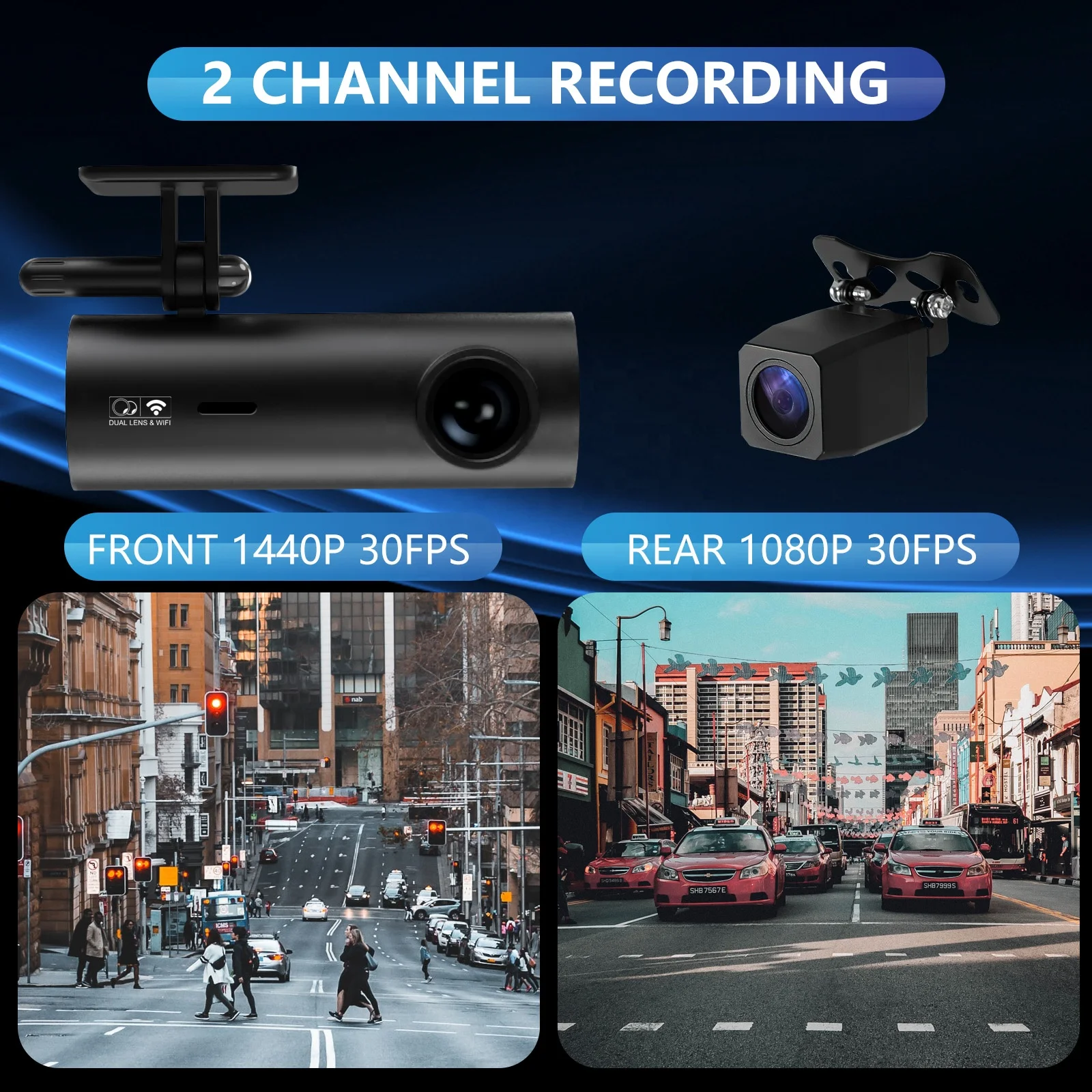 New mini dash camera 24 uur opname auto HD dual lens car dvr dashcam wifi 2K front and rear doble camara 2k +1080P wifi dash cam