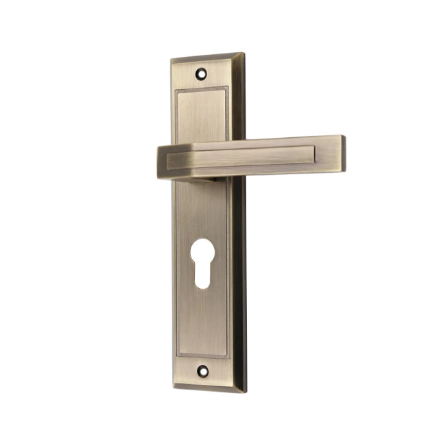 Most Popular Bedroom Zinc Alloy Plate Door Handle With Door Lock Set Body Cylinder Mortise Lock For Wooden Door