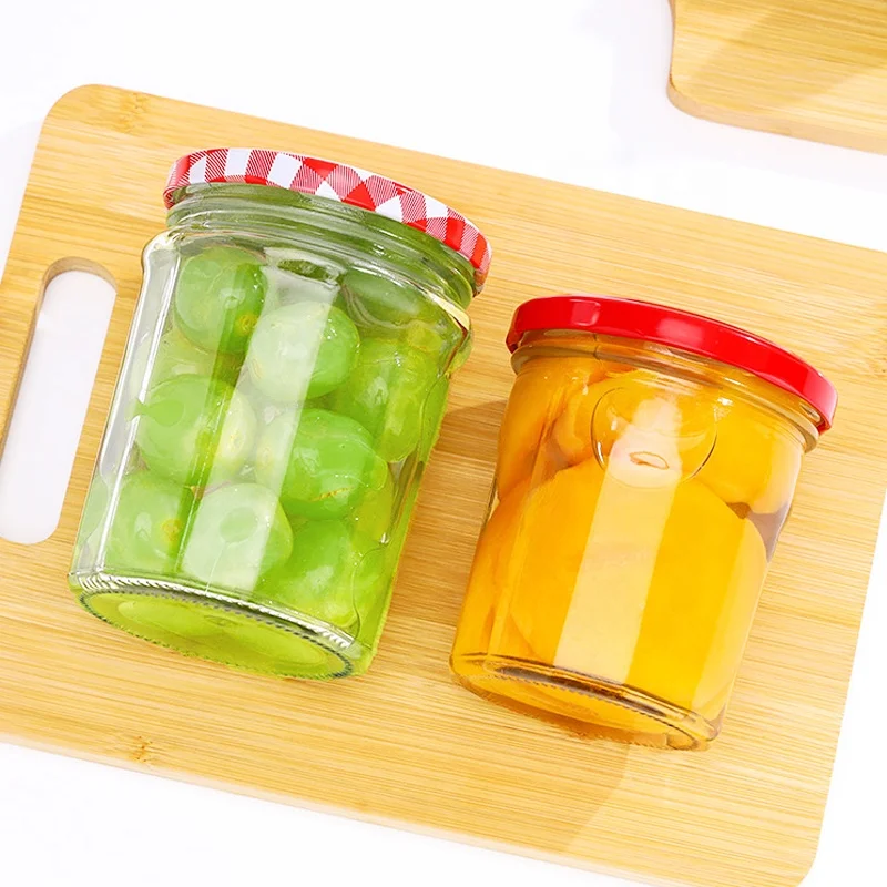 Ru Star Special Design Clear Glass Storage Jar With Screw Cap  for Coffee Bean Peanut Oatmeal