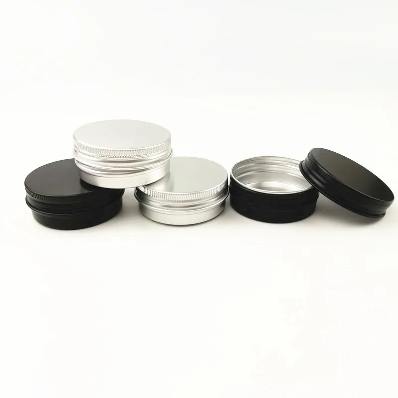 30g  Round Black Aluminum Pot Lip Balm Tin Empty  Aluminum Cosmetic Cream Jar With Factory Price