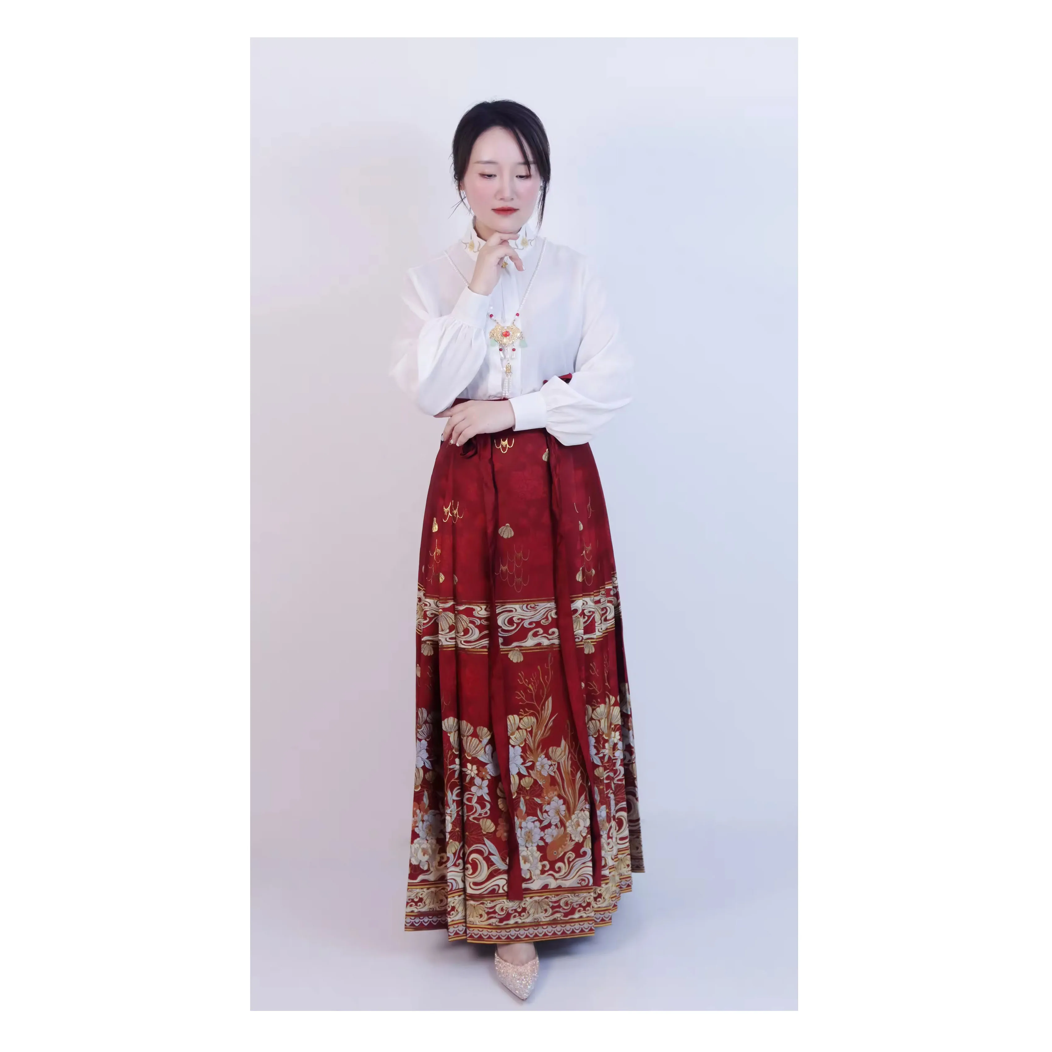 Children Ancient Long Robes Crosstalk Gown Vintage Tang Costumes Chinese Style Mandarin Collar Gown Students Costume