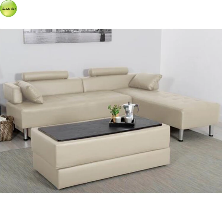 Modern White Folding Sofa Bed Turns To Sofa 3 Pieces With Storage Place Leather Furniture