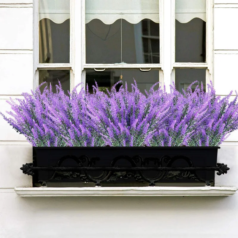 wholesale 38 CM Artificial Lavender Flowers Outdoor UV Resistant Fake Flowers No Fade Faux Plastic Plants
