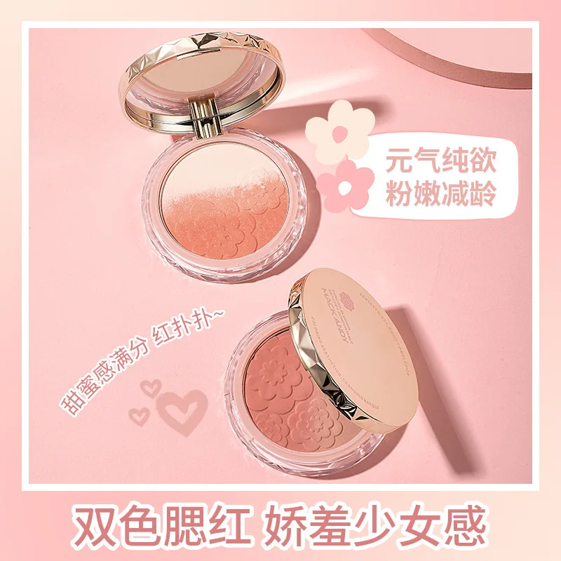 Zhenyan Girl Petals Gradient Blush Pink Powder Rouge Delicate Two-Color Face Makeup and Chic