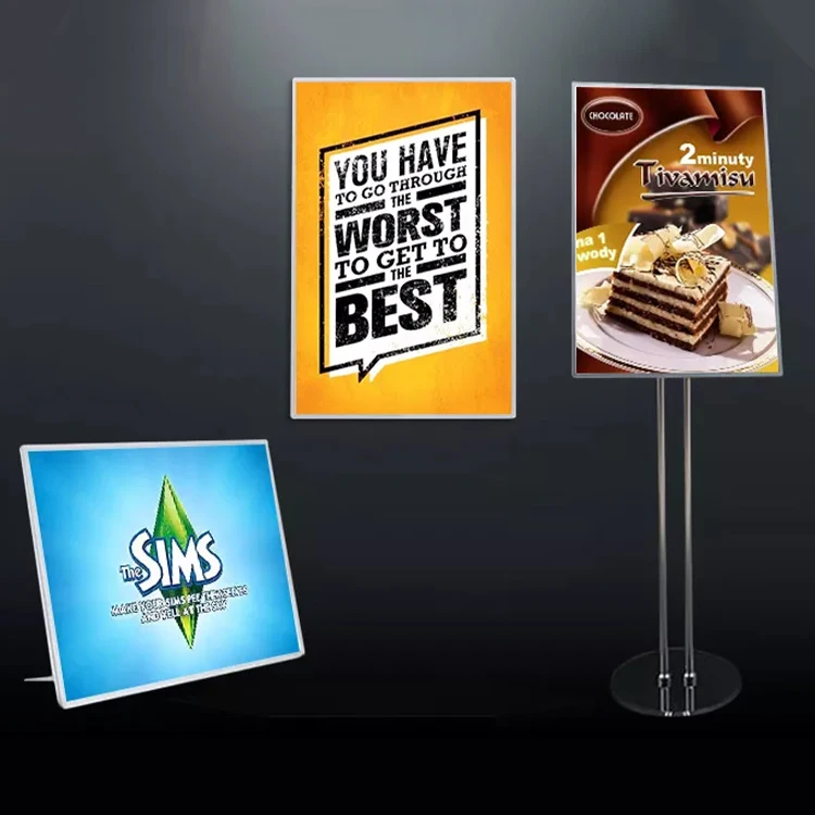 Light-Emitting Diode Thin Light Box Menu Indoor Billboard Display Stand Aluminum Floor-Standing Poster Advertising Light Box