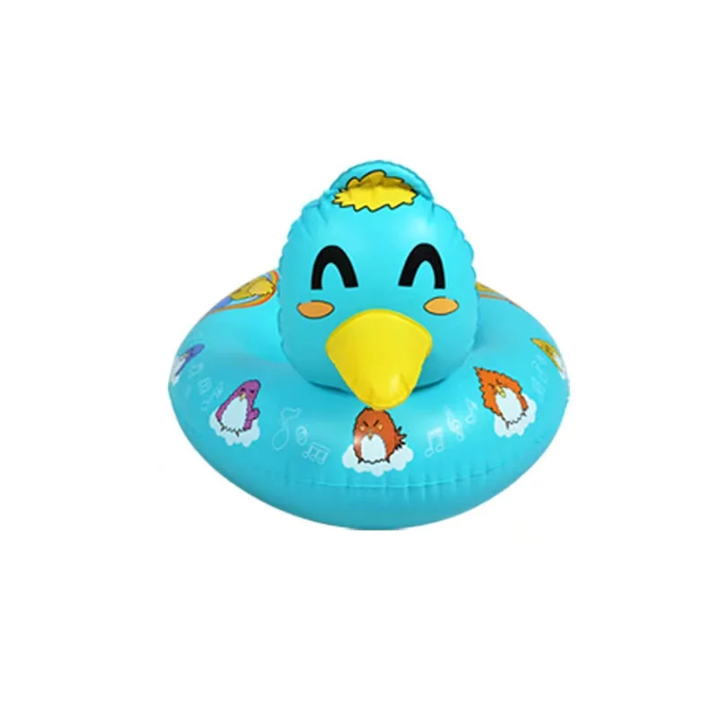 factory wholesale summer hot selling EN71 PVC green and blue duck float circle inflatable kids swimming ride-on float