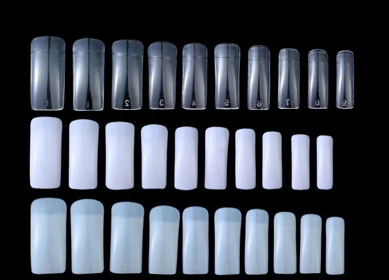 
In Stock Boxes Clear ABS Coffin Square Half Cover Extra Long Nail Tips 