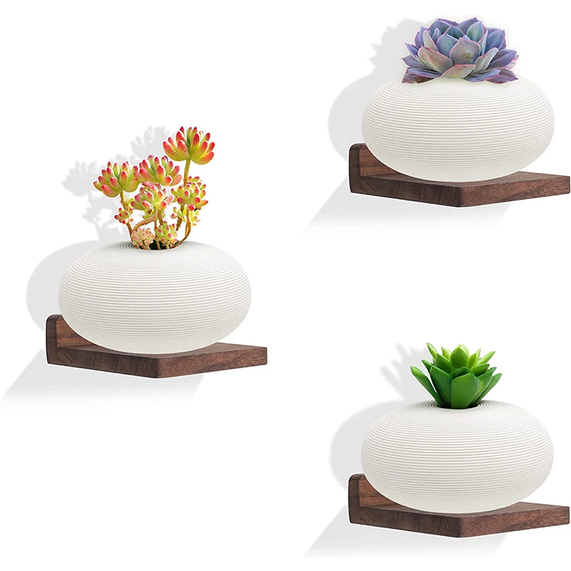 Walnut color Set of 3 Small Wall Shelves for Bedroom Living Room Bathroom Kitchen Decor Wooden Small Floating Shelf