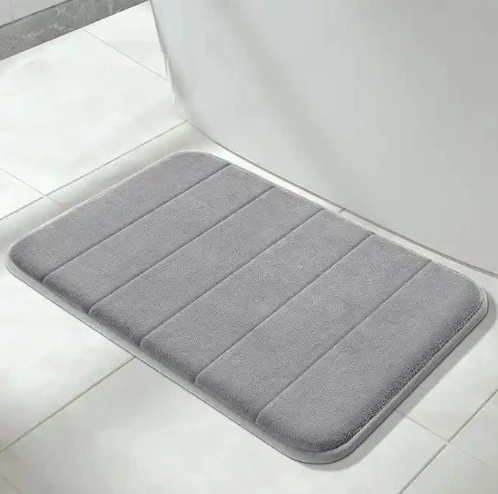 Super Water Absorption Foldable Memory Foam Bath Mat Rug Gray Bathroom non slip shower mat