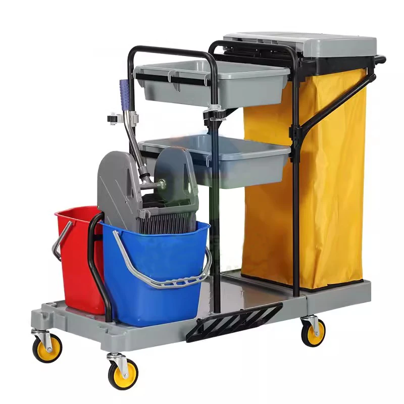 Wholesale Hand Push Hospital Hotel Commercial Janitorial Cleaning Mobile Cart Trolley Cart Manufacturer with Wheels