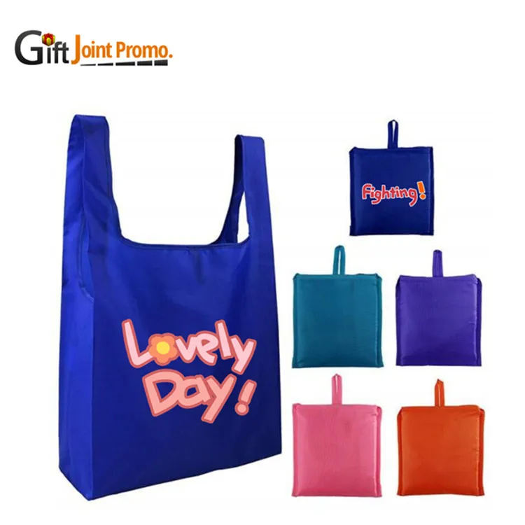 Wholesale polyester foldable shopping bag reusable shopping bags foldable tote bag in polyester
