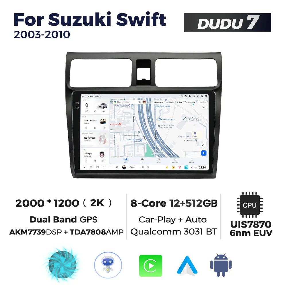 MEKEDE Android car video car multimedia car dvd DUDU 2K Touch Screen 12+512GB  system7870 DSP7739 FOR SuzukiSwift