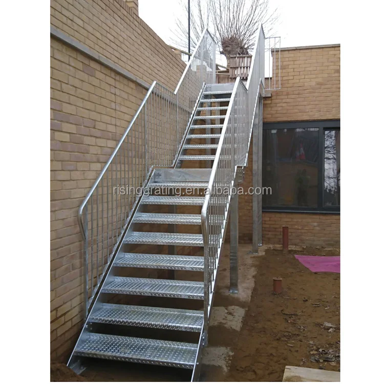 Prefab mild industrial outdoor metal fire escape stairs