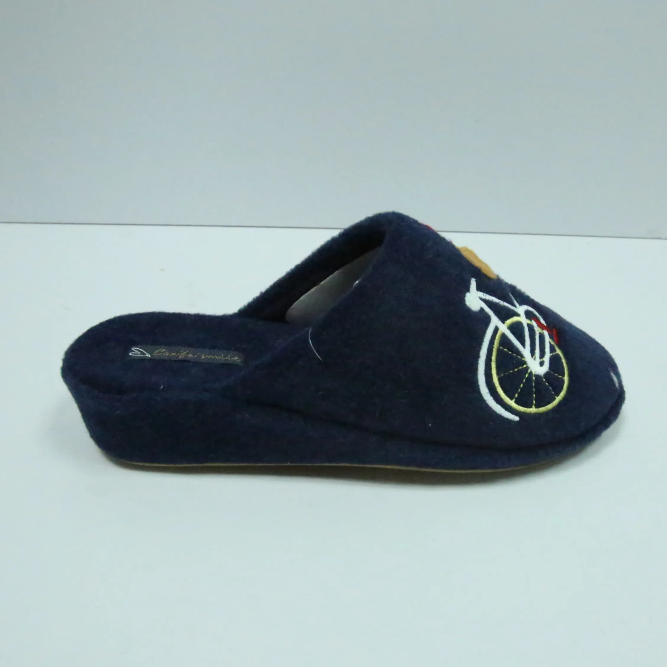 CORIFEI Recreational Bicycle embroidery Height Increasing felt slippers for women