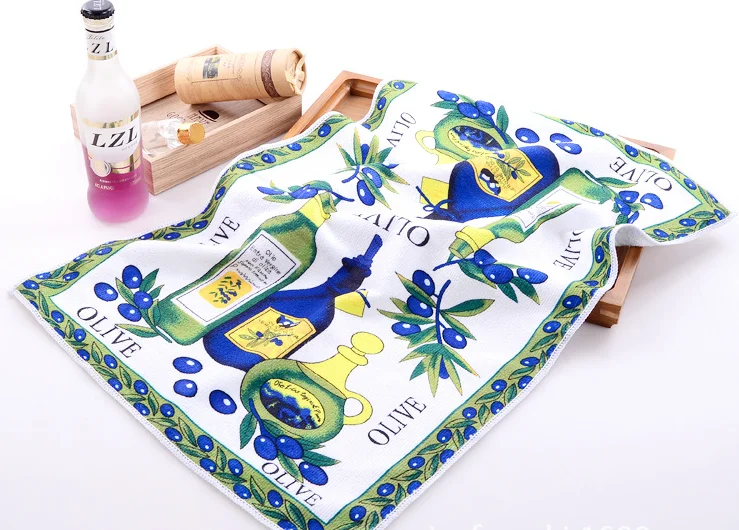 Wholesale High End Microfiber  Cleaning Towel Washing Kitchen Towel  Microfiber Fabric Plain Printed Napkin