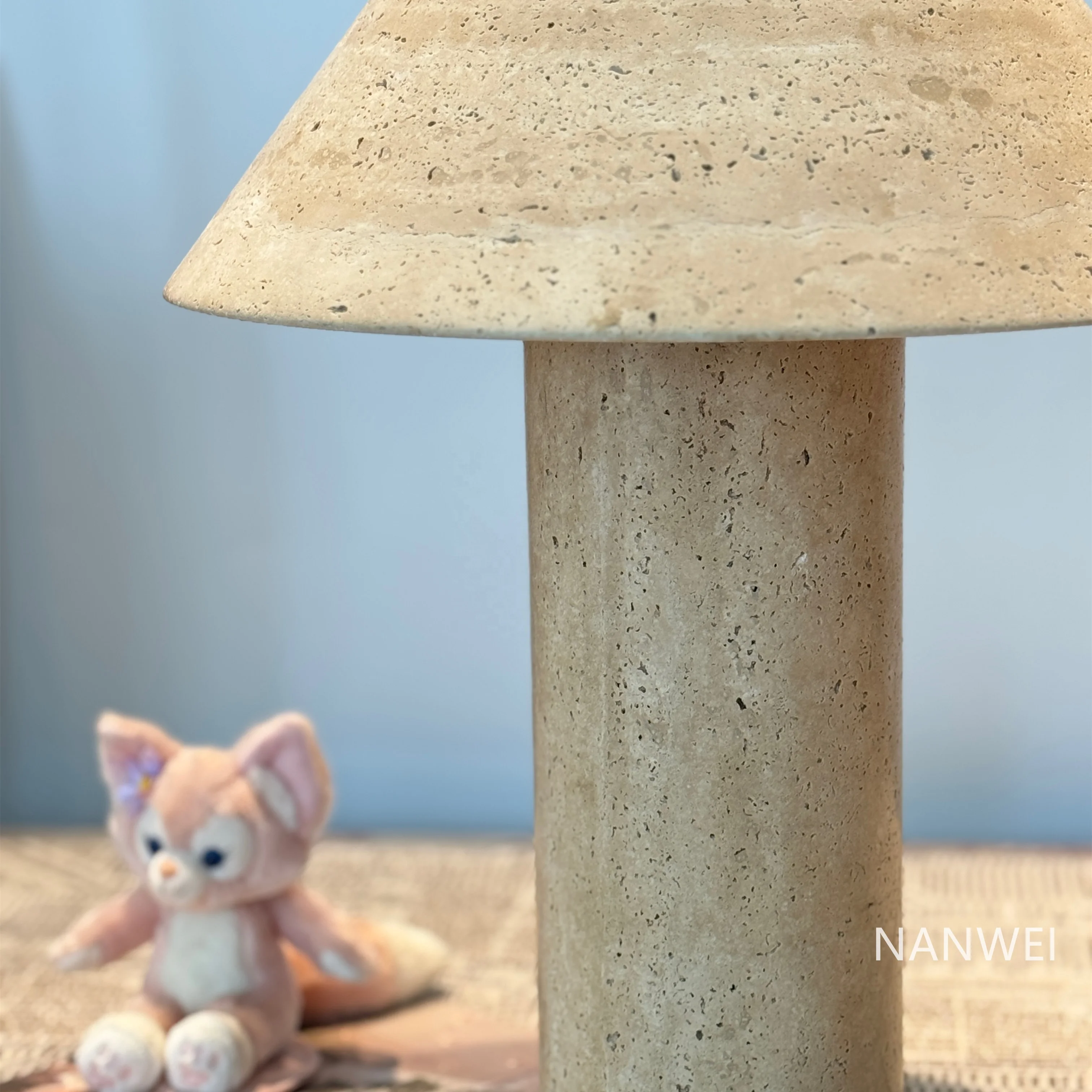 NANWEI Modern Natural Beige Travertine Marble Lamps Custom for Wholesales