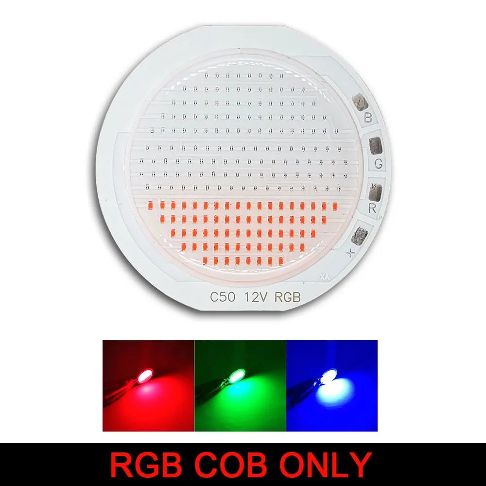  12 В RGB COB светодиодный чип источник света для наружного украшения освещения автомобиля 50 мм круглый 15 Вт Синий Красный Зеленый Белый