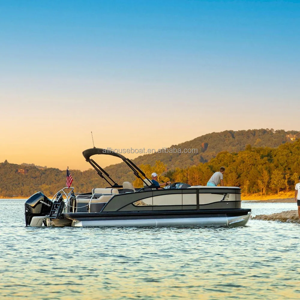 2024 Modern Designed Cheap 15ft Wholesale Mini Aluminium Tritoon Pontoon Boats for Fishing Sports Dining Cruising