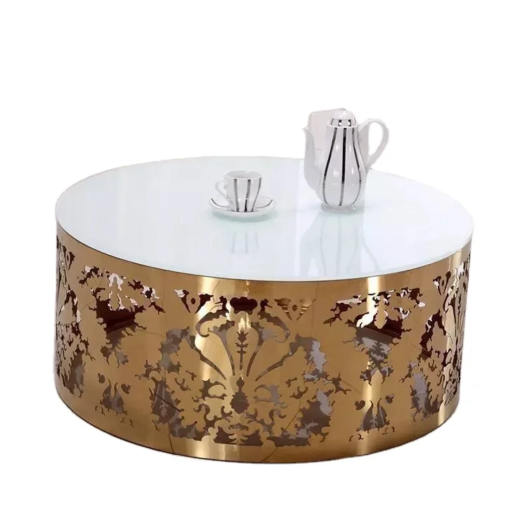 Modern Stainless Steel Coffee Table End Table Snack Table with Marble Top