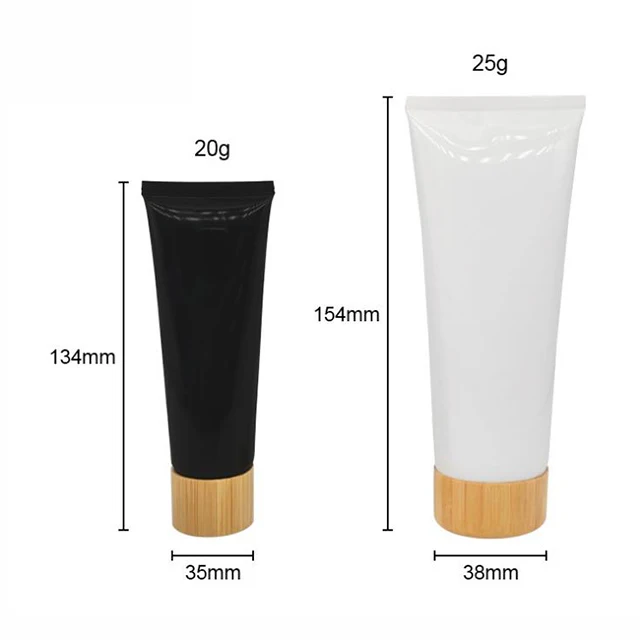 50 100 ml cosmetic container hand cream packaging long bamboo lid plastic tube