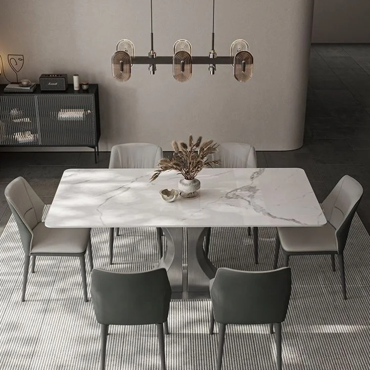 Good Quality Dining Room Furniture Sets High End Style Modern Marble Elliptical Luxury Chairs Dining Table set 4 6 seater for 8