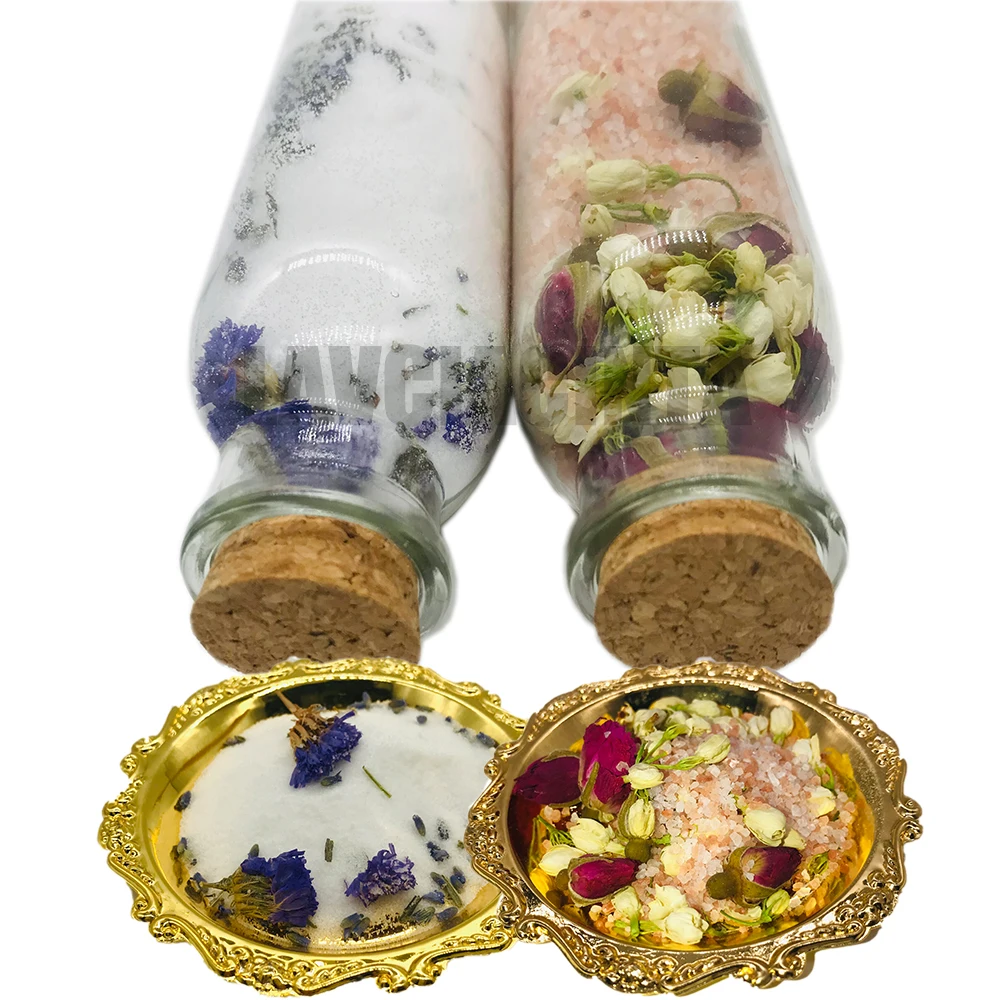 Стеклянная банка с ароматическими цветами восстанавливающая соль для ванны натуральная эпсома Соль Мертвого моря Замачивание тела